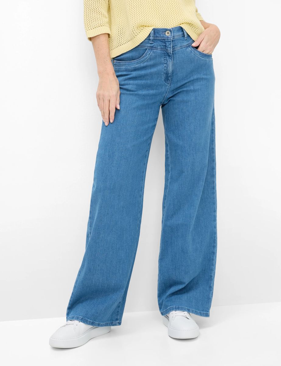 Hoch geschnittene Schlagjeans aus Denim