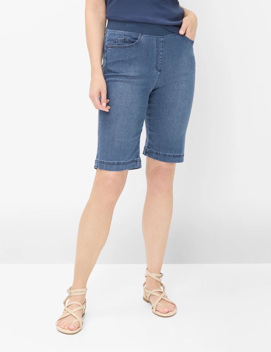 Slim-Fit Knielange Denim-Bermudas