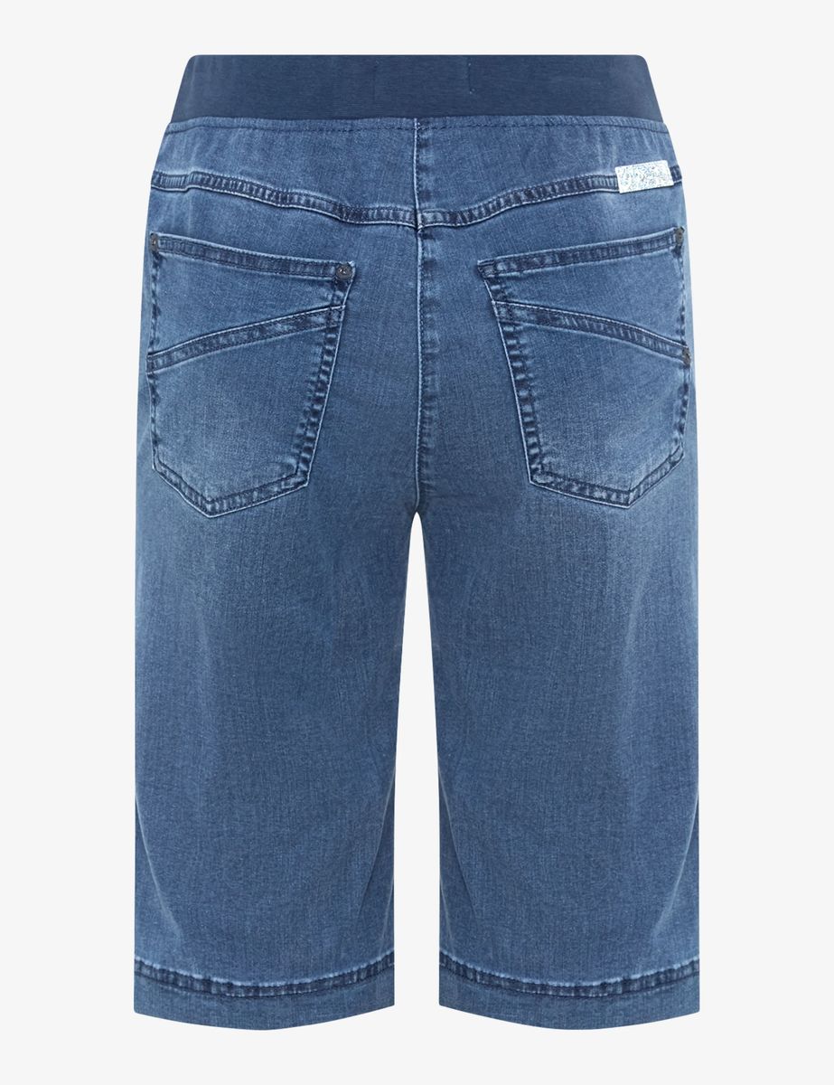 Slim-Fit Knielange Denim-Bermudas
