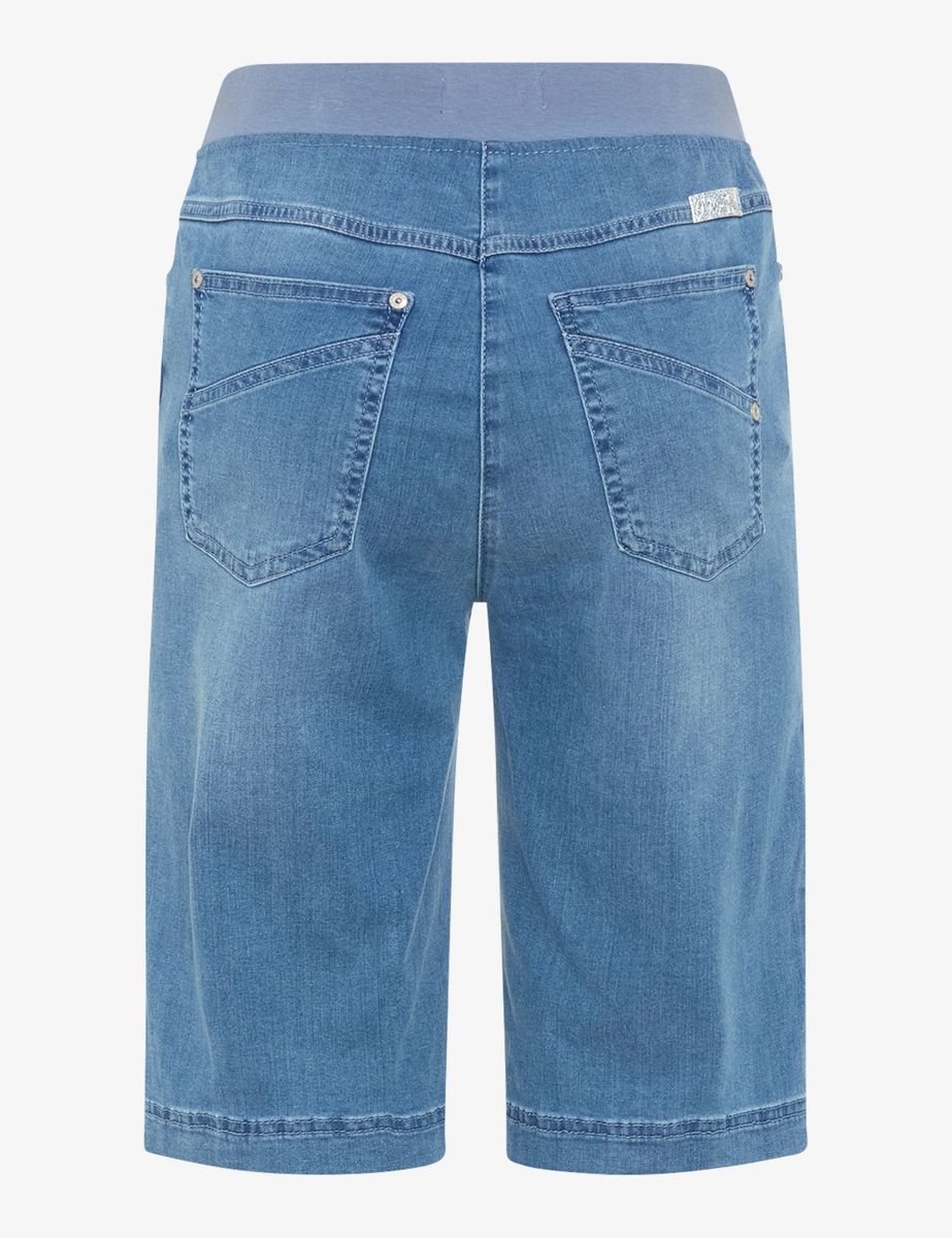 Schlanke Jeans-Bermuda mit Gummibund