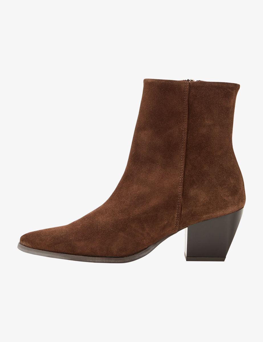 Suede-Stiefeletten mit spitzer Zehenpartie