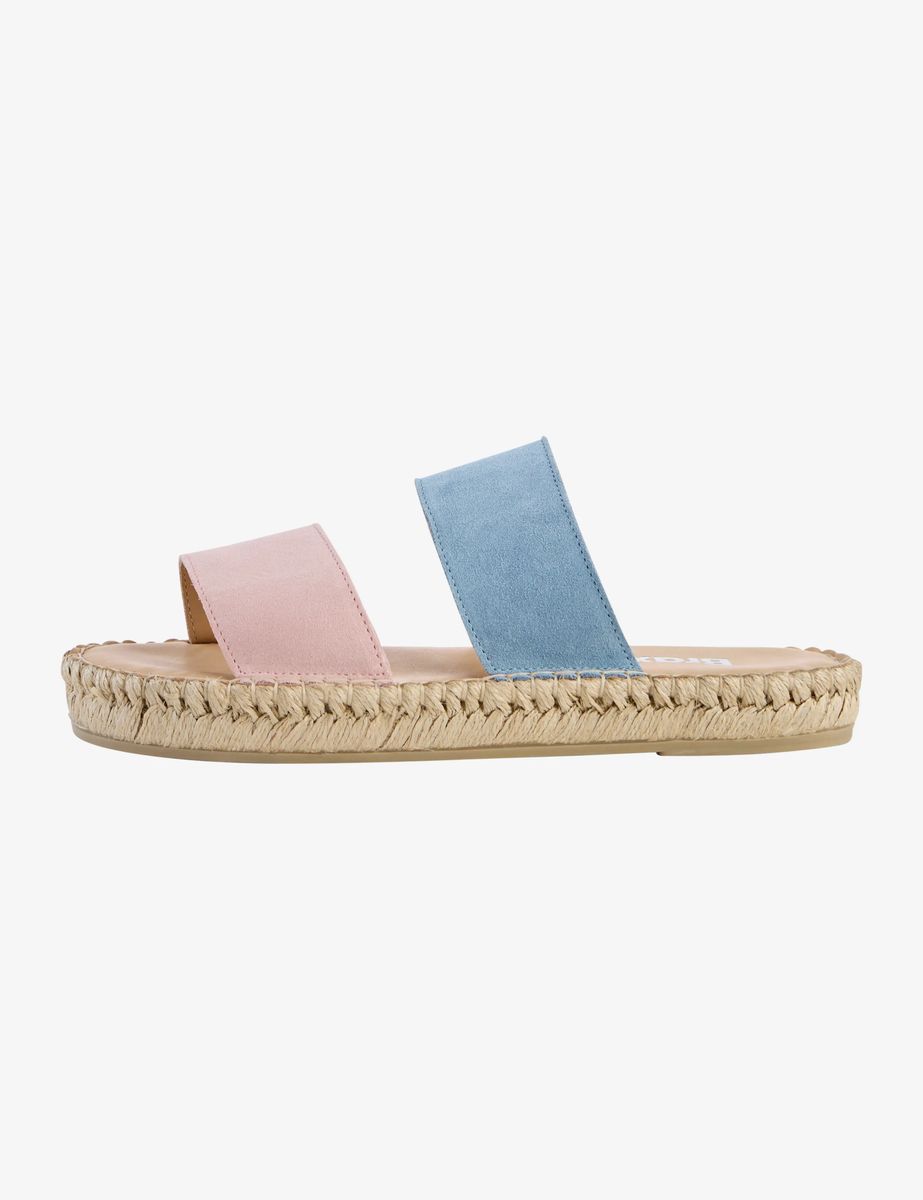 Zweifarbige Espadrille-Pantoletten aus Wildleder