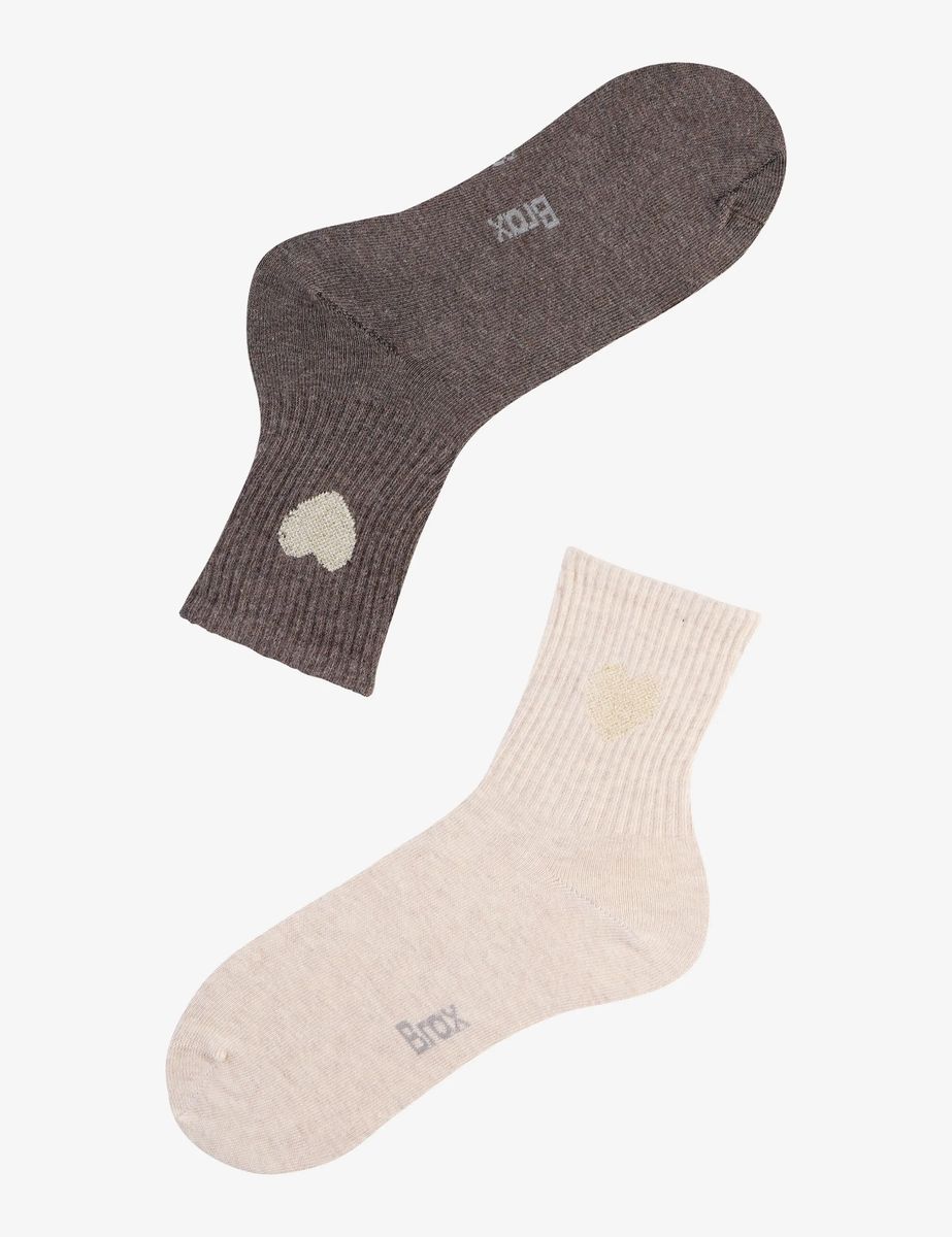 Damensocken mit Herzmuster im Baumwollmix