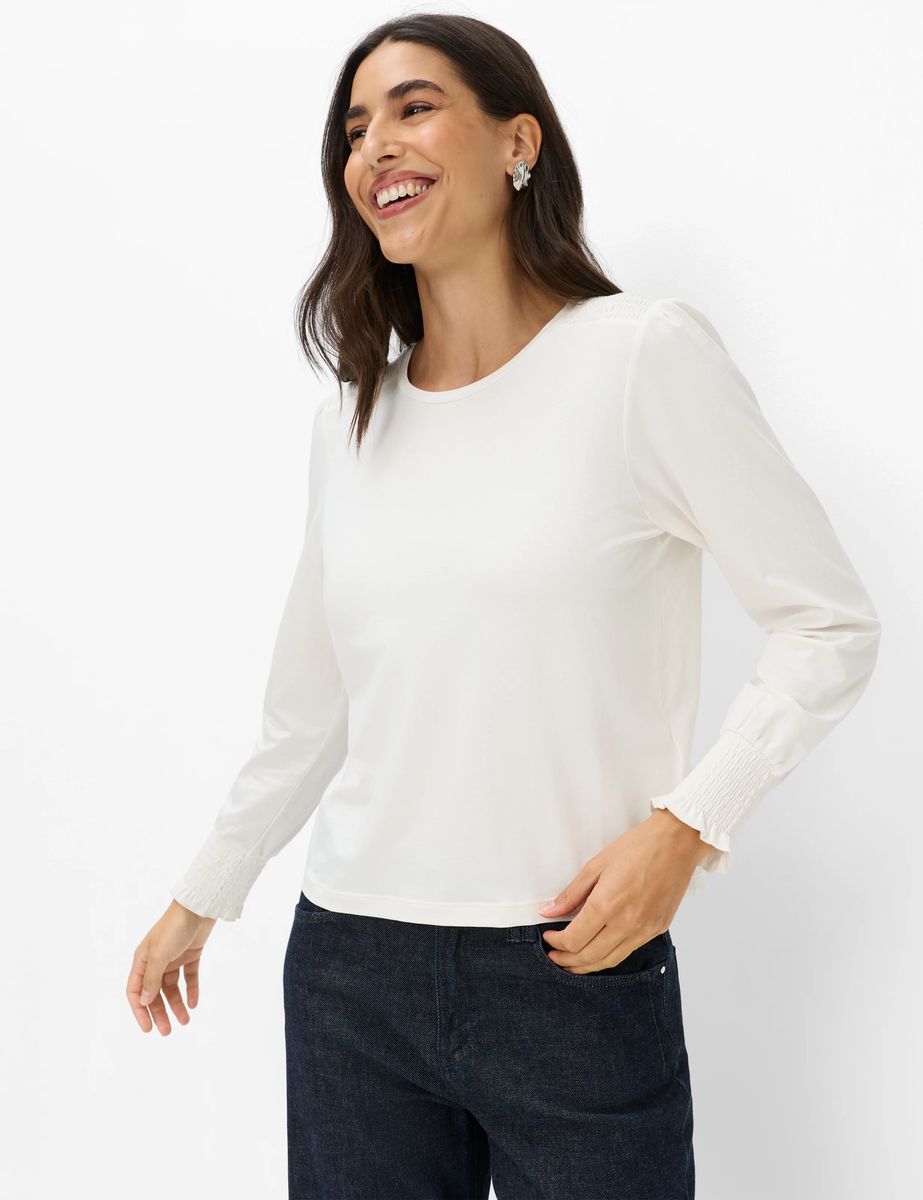 Langarmshirt mit gesmokten Manschetten