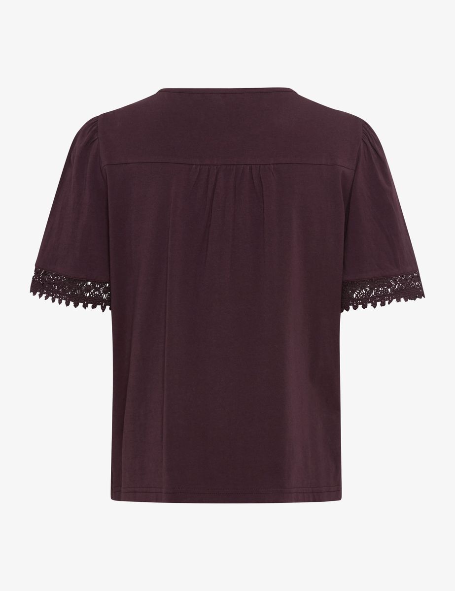Besticktes Jersey-Top mit Knopfleiste