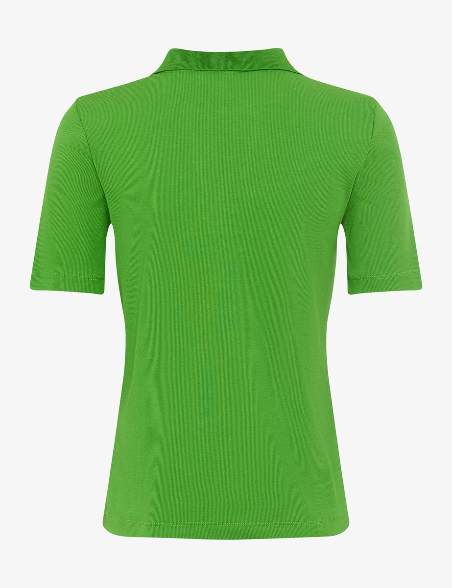 Geripptes Poloshirt mit V-Ausschnitt