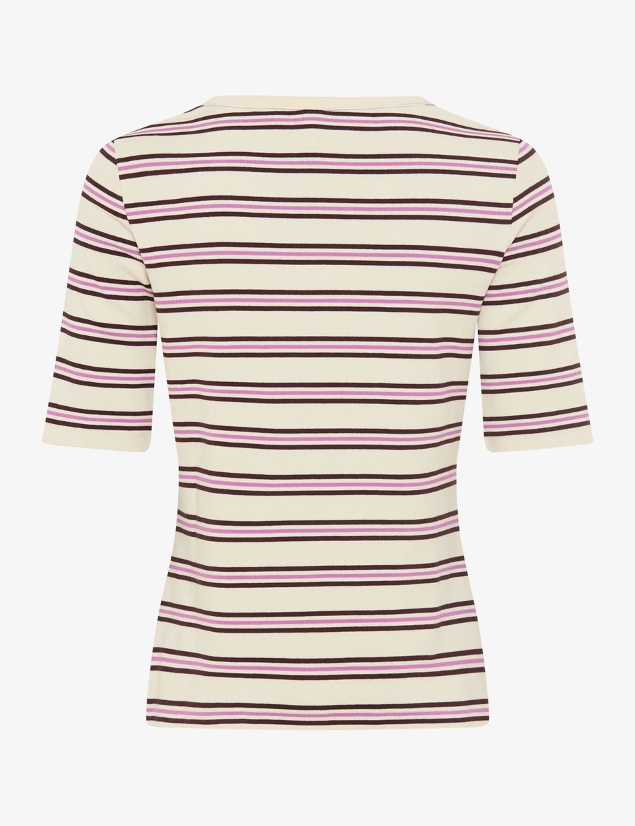 Gestreiftes Rippen-Shirt mit Halbarm