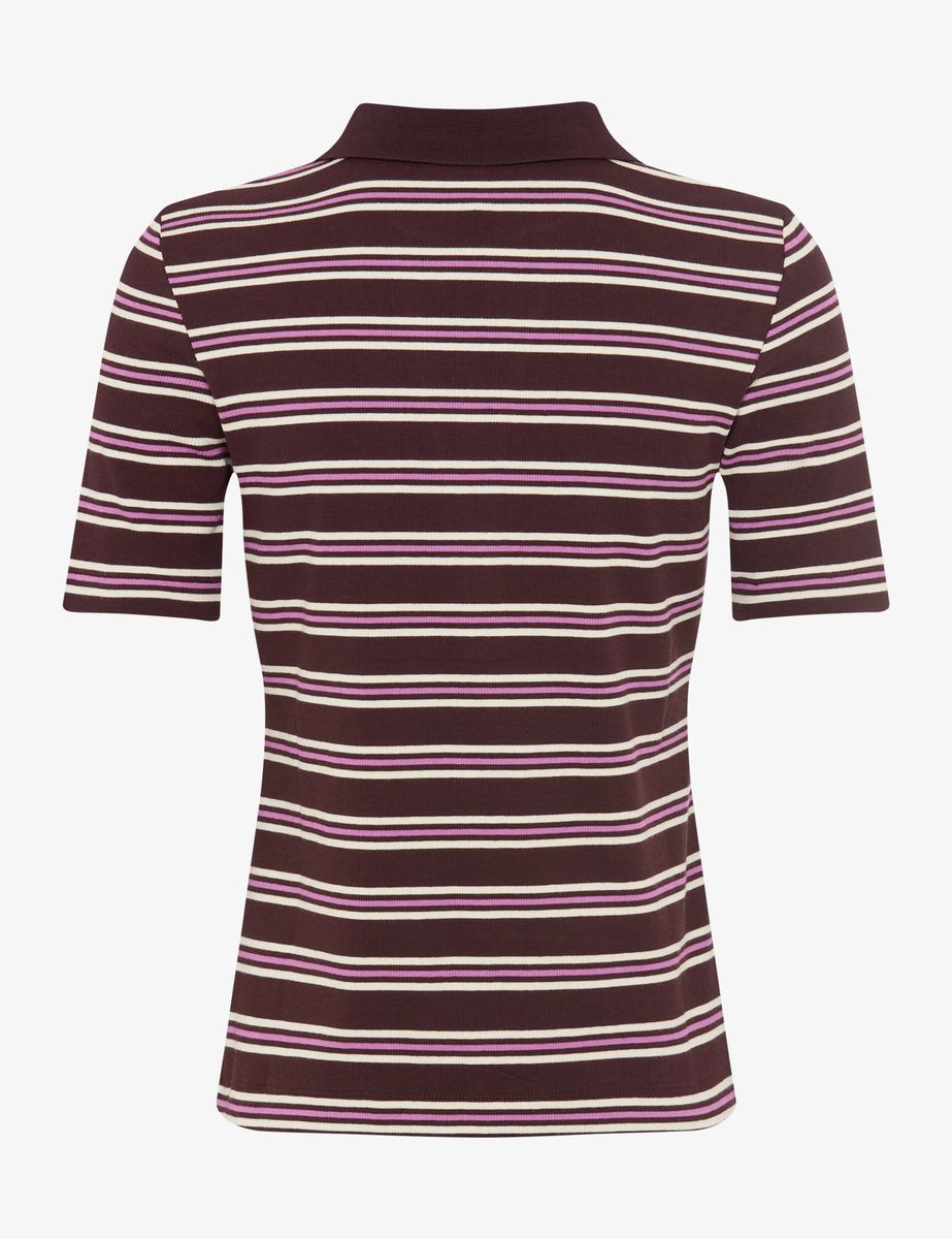 Gestreiftes Poloshirt mit V-Ausschnitt
