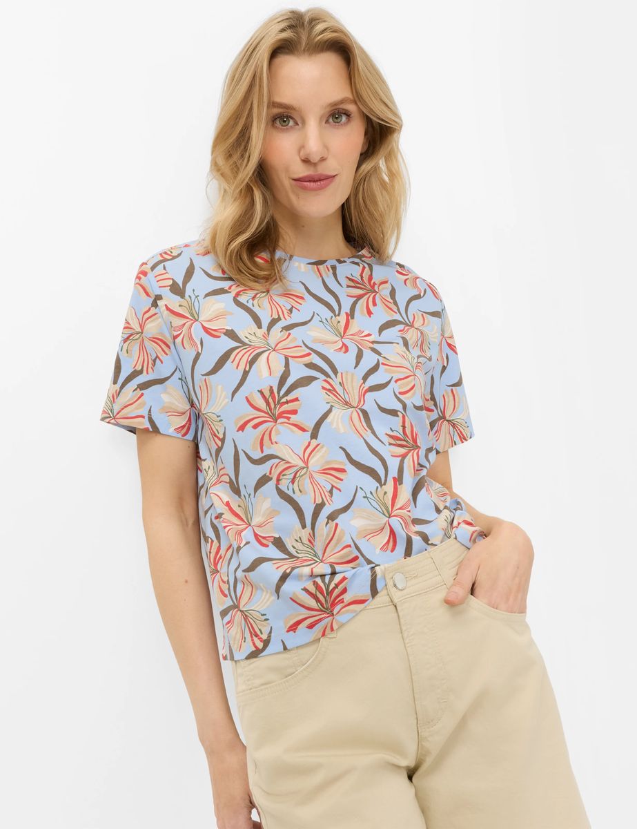 T-Shirt mit Blumenmuster aus Baumwollmix