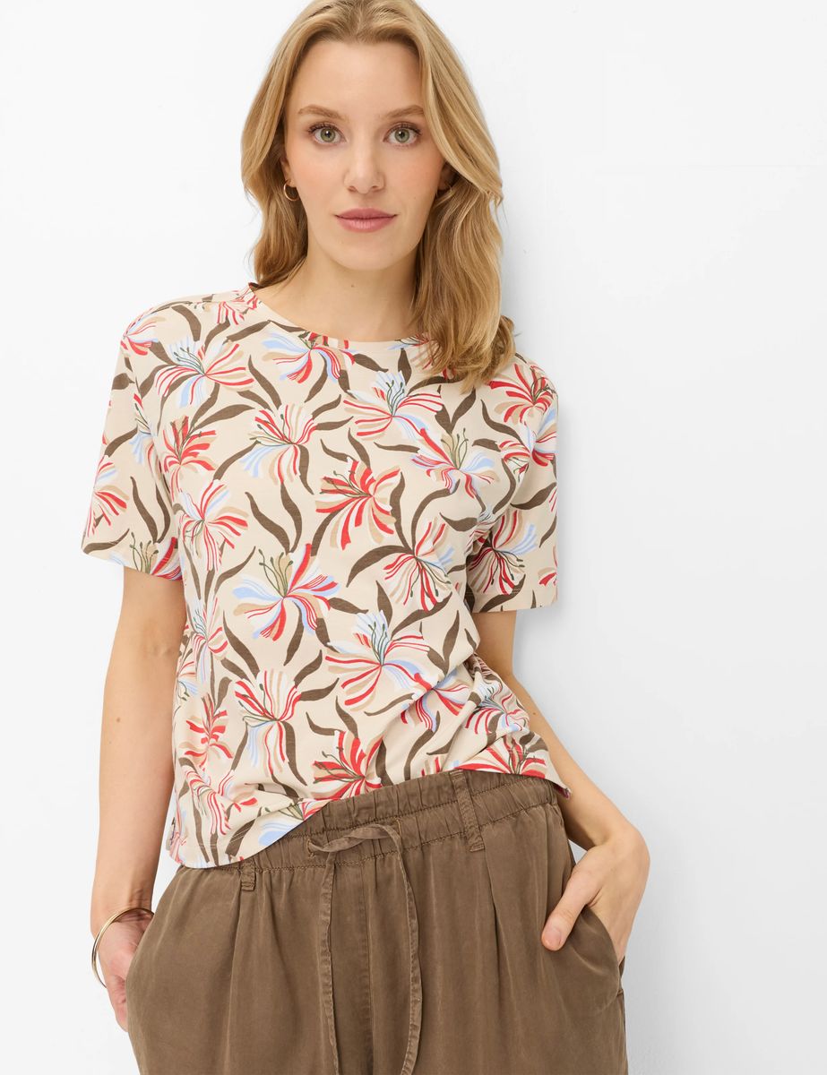T-Shirt mit Blumenmuster aus Baumwolljersey