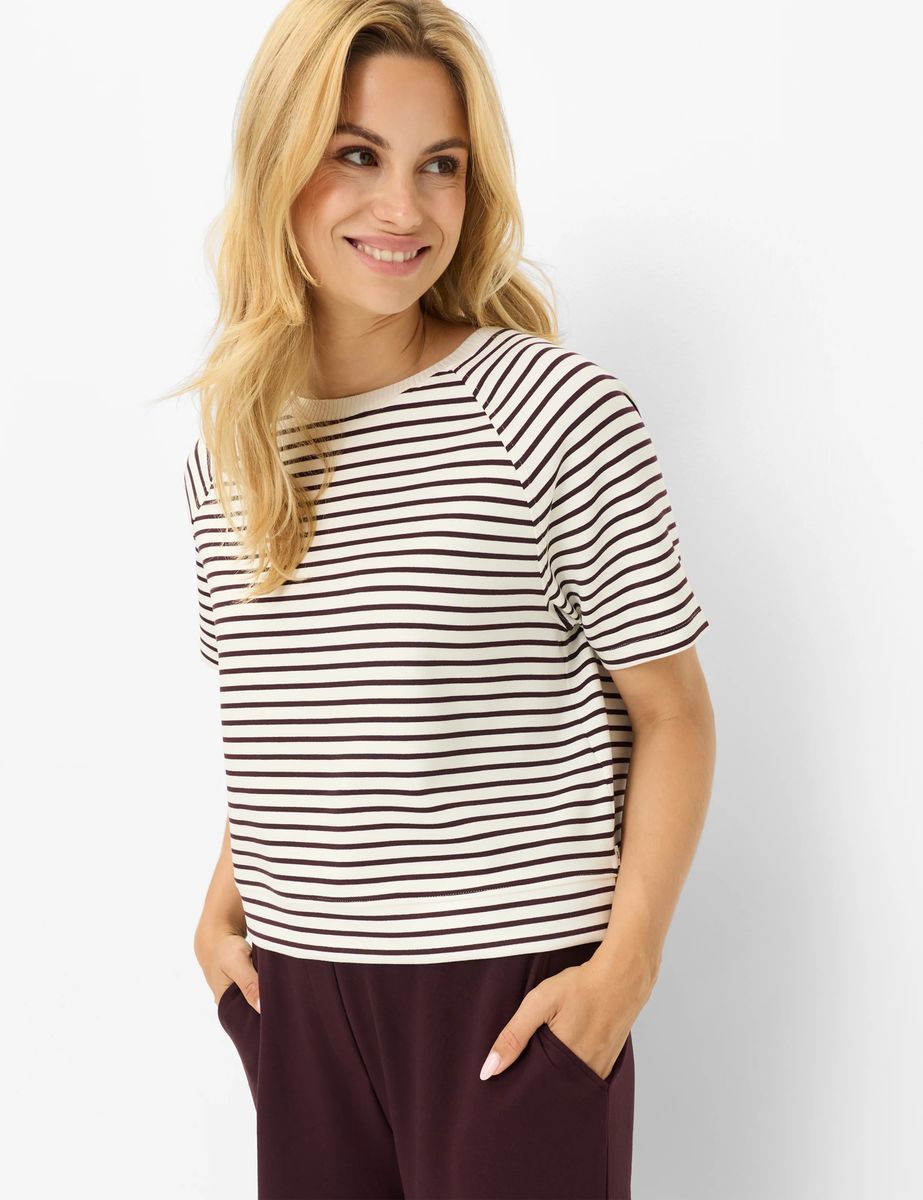 Gestreiftes Relaxed Kurzarm-Sweatshirt
