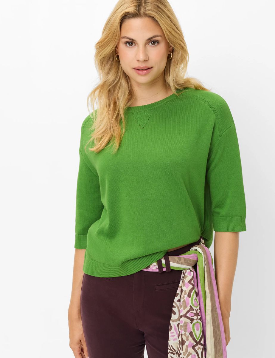 Leichter Kurzarm-Strickpullover aus Baumwolle