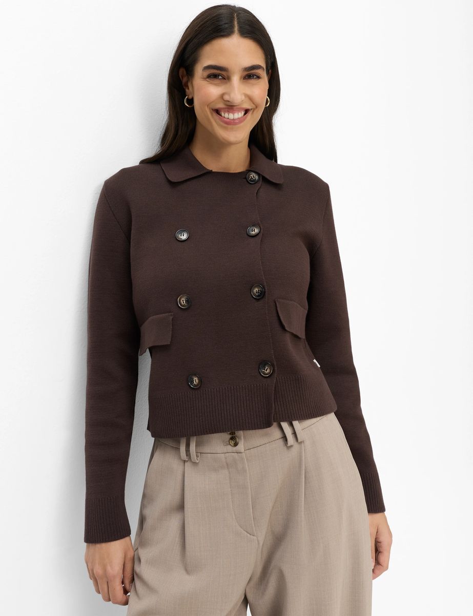 Doppelreihiger Cardigan mit Polokragen