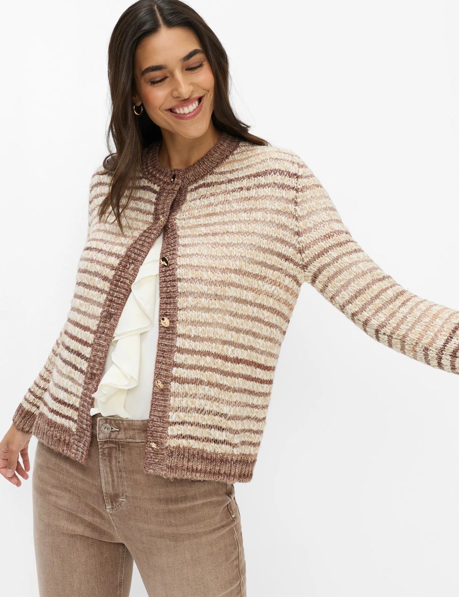 Gestreifter Cardigan aus Wollmix