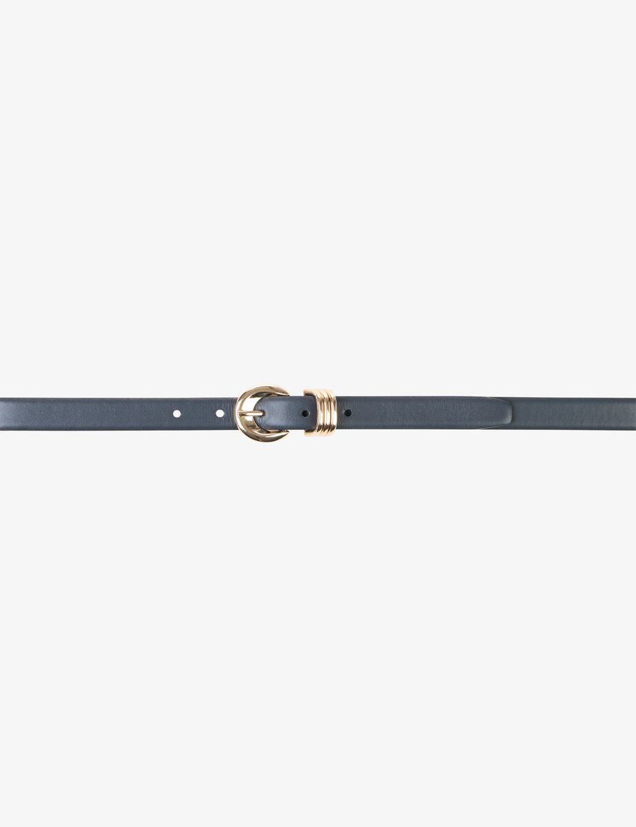 Schmaler Ledergürtel mit goldener Hardware