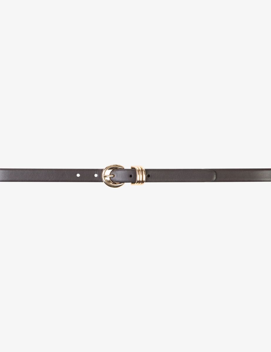 Schmaler Ledergürtel mit goldener Hardware