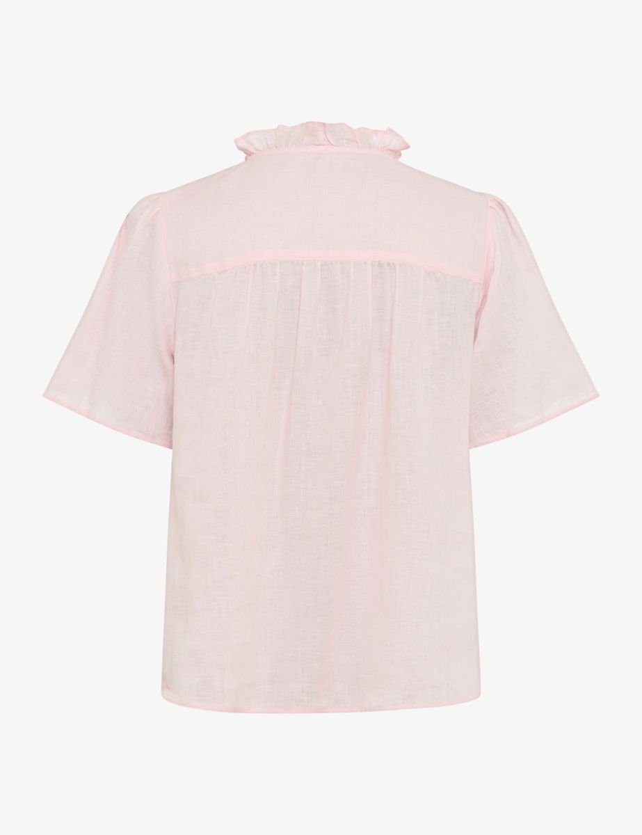 Leinenbluse mit Rüschenkragen