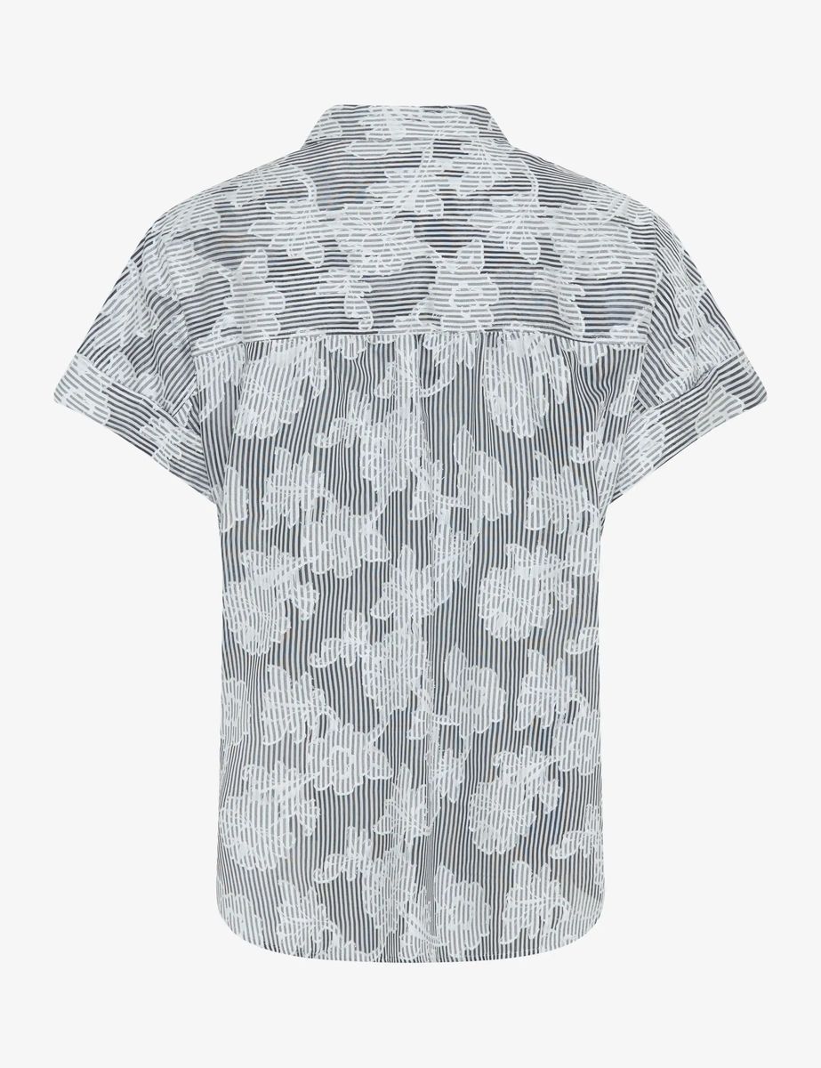 Kurzarmbluse mit floralem Jacquard-Muster