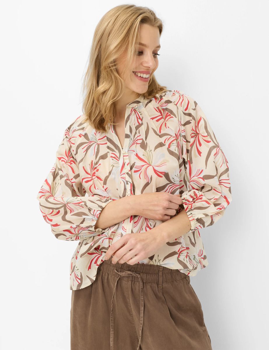 Lässige Baumwoll-Voile-Bluse mit Blumenmuster