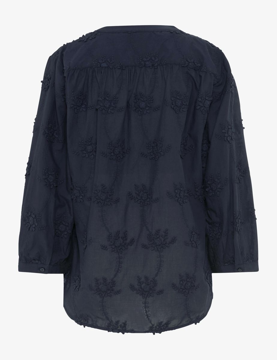 Bestickte Baumwollbluse mit V-Ausschnitt