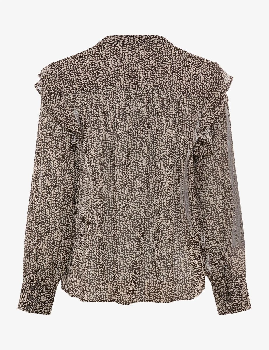 Chiffonbluse mit Rüschen und abstraktem Print