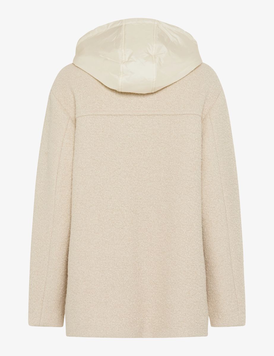 Strukturierte Bouclé-Jacke mit Kapuze