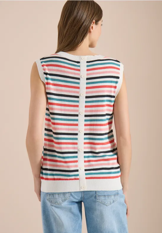 Ärmelloser Strickpullunder mit Streifenmuster