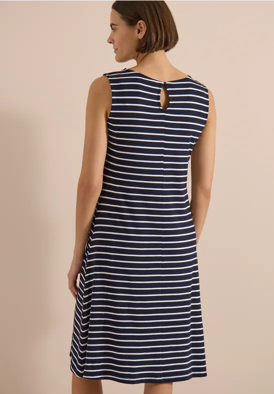 Gestreiftes ärmelloses Jersey-Midikleid