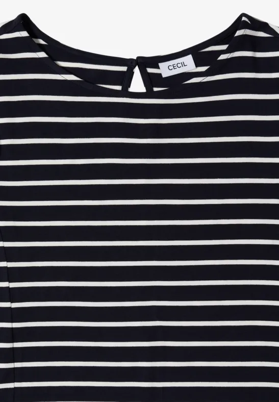 Gestreiftes ärmelloses Jersey-Midikleid