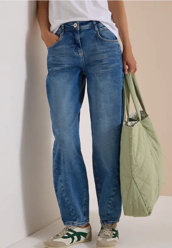 High-Waist-Jeans mit Barrel Leg