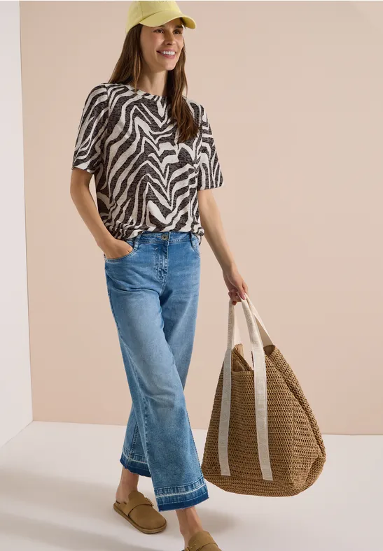 T-Shirt mit Zebra-Ausbrennermuster
