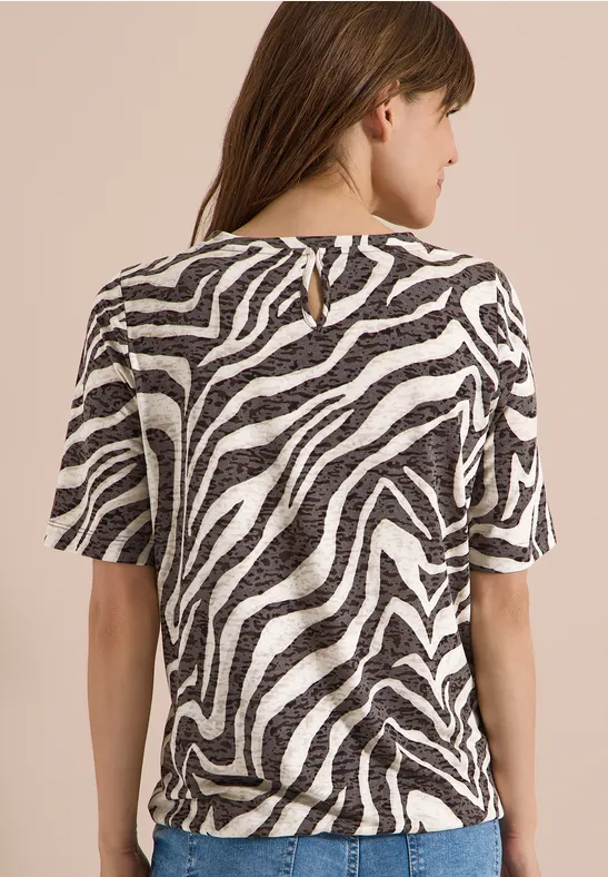 T-Shirt mit Zebra-Ausbrennermuster