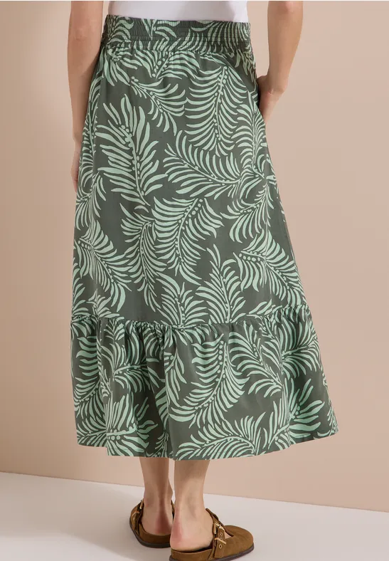 Maxirock mit Blättermuster und Volants