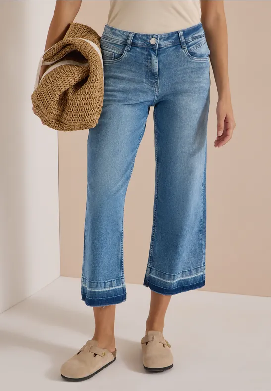 Straight Leg Cropped Denim Jeans