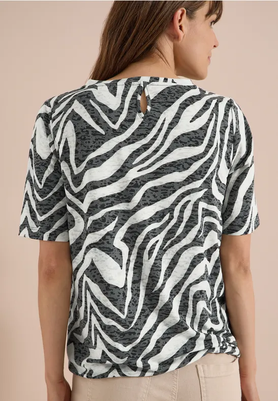 T-Shirt mit Zebra-Print und Ausbrenner-Optik