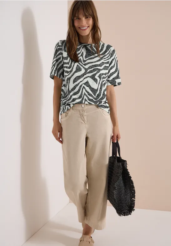 T-Shirt mit Zebra-Print und Ausbrenner-Optik