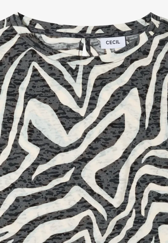 T-Shirt mit Zebra-Print und Ausbrenner-Optik
