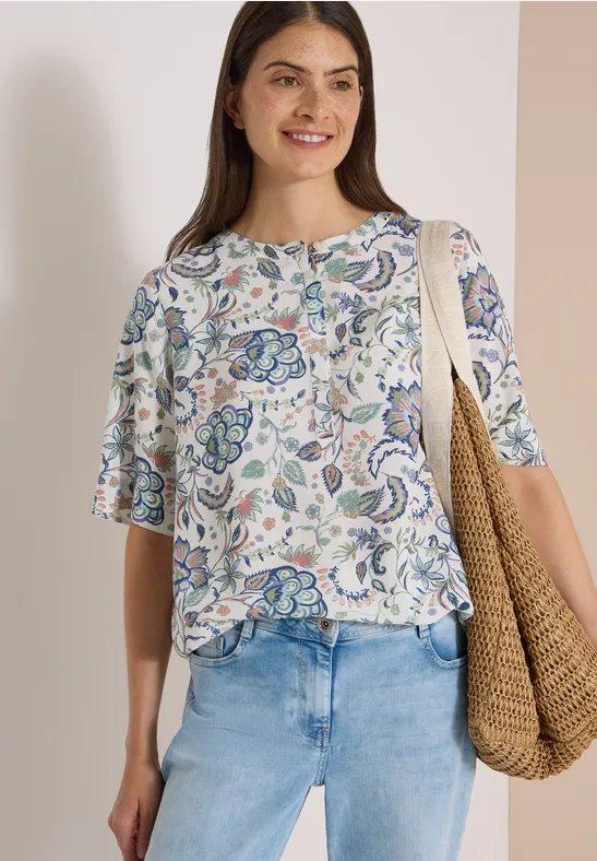 Kurzärmelige Bluse mit floralem Muster