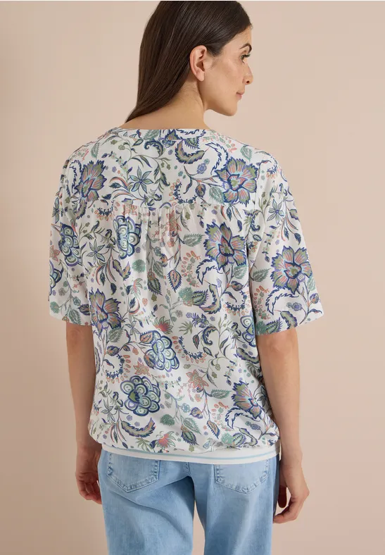 Kurzärmelige Bluse mit floralem Muster