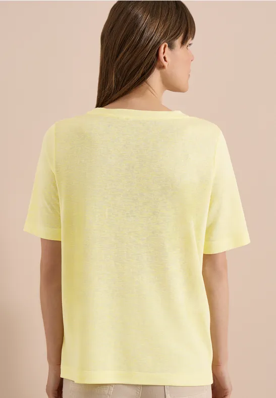 T-Shirt in Leinen-Optik mit Print
