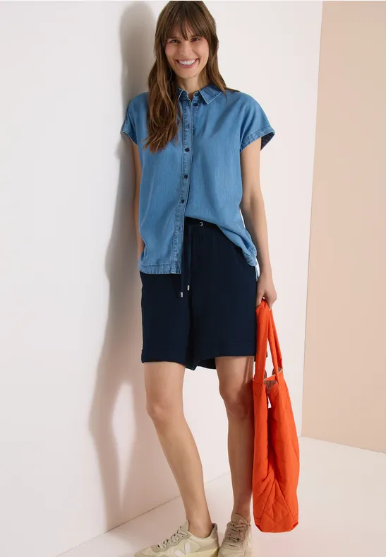 Lockere Musselin-Shorts mit geradem Bein