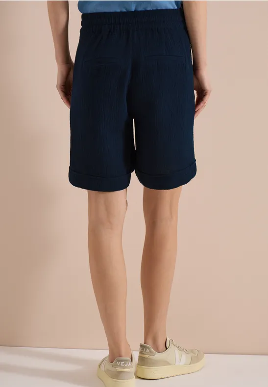 Lockere Musselin-Shorts mit geradem Bein
