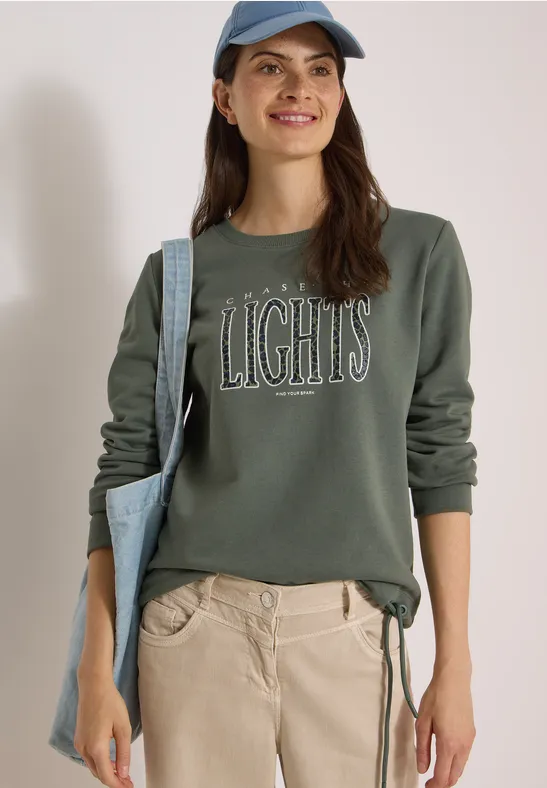 Grafik-Sweatshirt mit Tunnelzug am Saum