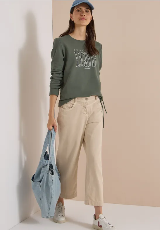 Grafik-Sweatshirt mit Tunnelzug am Saum