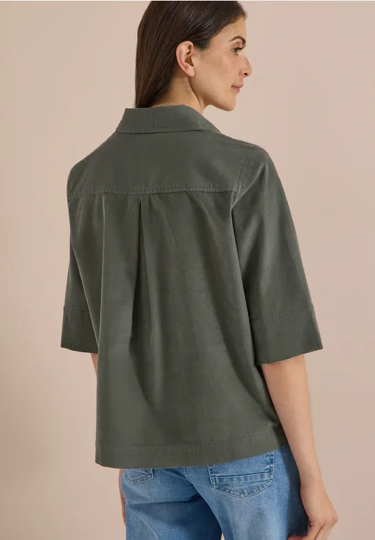 Kurzärmelige Baumwoll-Hemdbluse