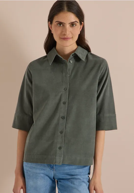 Kurzärmelige Baumwoll-Hemdbluse