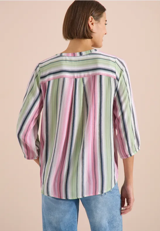 Bunte Streifenbluse mit Schlitzhalsausschnitt