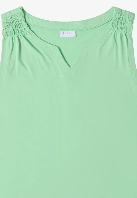 Ärmelloses Baumwolltop mit Split Neck