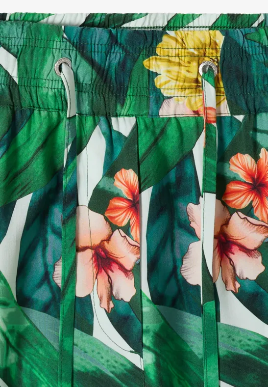 Weite Hose mit Tropen-Blumenprint