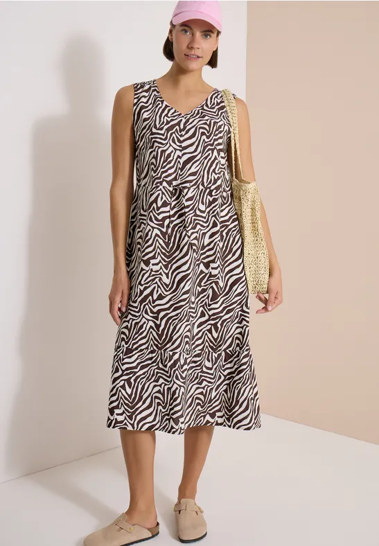 Midikleid mit abstraktem Zebramuster